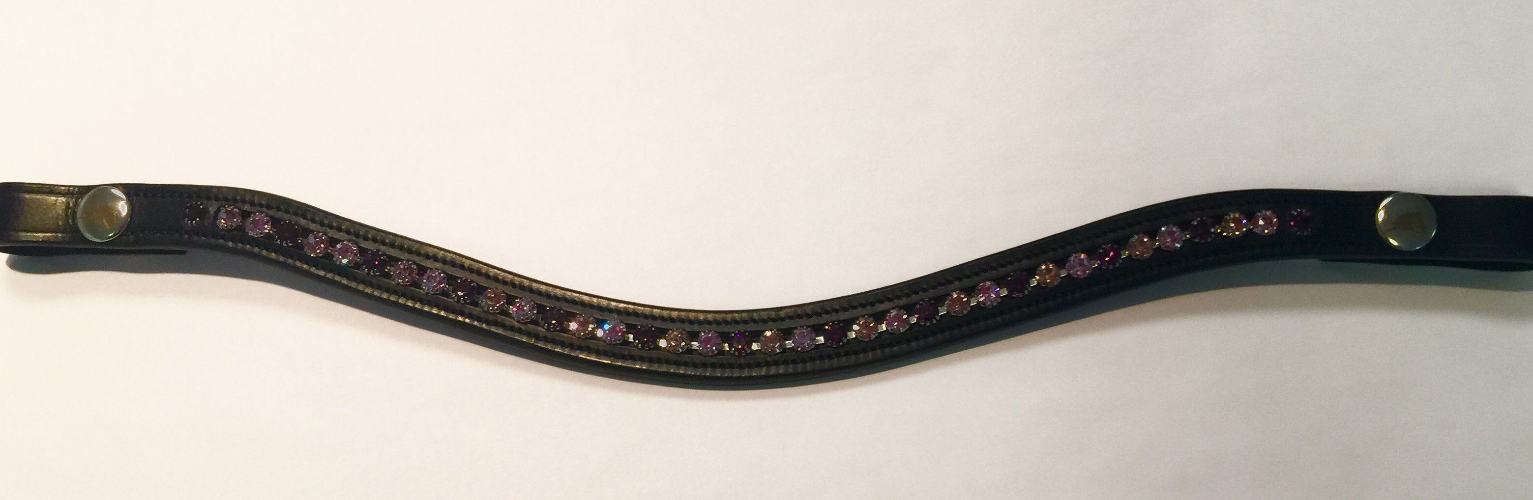 English Browband Curvy w/ Purple and Pink Stones