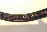 English Browband Curvy w/ Purple and Pink Stones